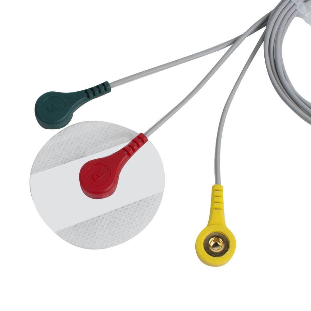 3-Lead ECG Cable for Lepu Medical PC-80B Portable ECG Monitor