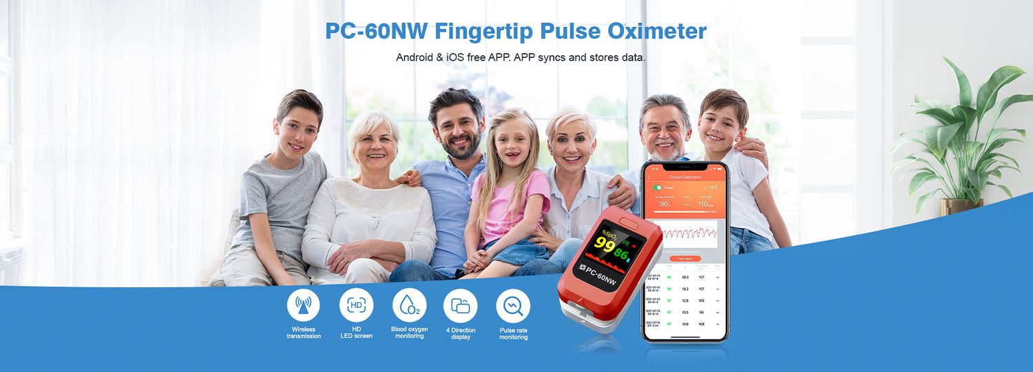 Lepu Creative Medical PC-60NW Fingertip Pulse Oximeter SpO2 Pulse Rate Measure with Bluetooth Connection App Download