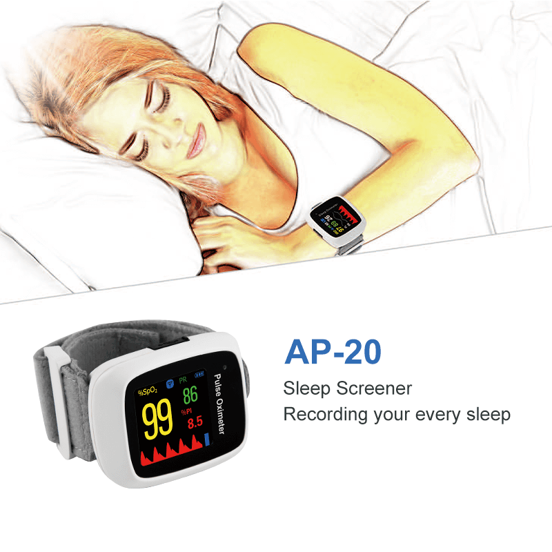 Lepu Wearable Sleep Screener Digital Wrist Pulse Oximeter AP-20 Measure Snoring Respiratory Rate for Adults Android iPhone with Bluetooth Connection