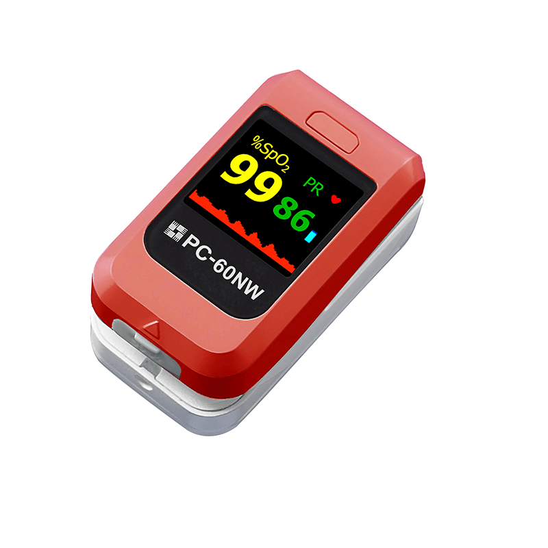 Lepu Fingertip Pulse Oximeter Digital Blood Oxygen Meter Color OLED PC-60NW for Kid Adult Android iPhone with Lanyard Wireless Bluetooth Connection