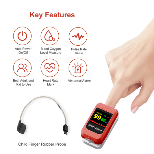 Lepu Fingertip Pulse Oximeter Digital Blood Oxygen Meter Color OLED PC-60NW for Kid Adult Android iPhone with Lanyard Wireless Bluetooth Connection