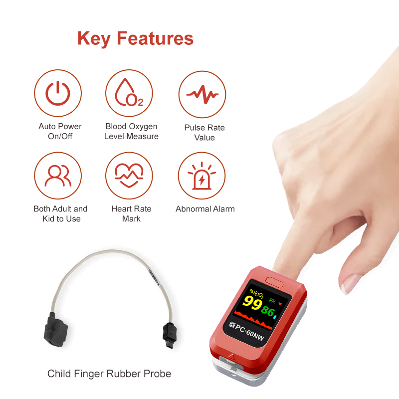 Lepu Medical Grade Mini Fingertip Pulse Oximeter Blood Oxygen Meter Finger  Oxygen Monitor for Kid Child Pediatric Adult Android iPhone Digital  Portable Color OLED Oxygen Saturation Monitor PC60NW with Lanyard Wireless  Bluetooth